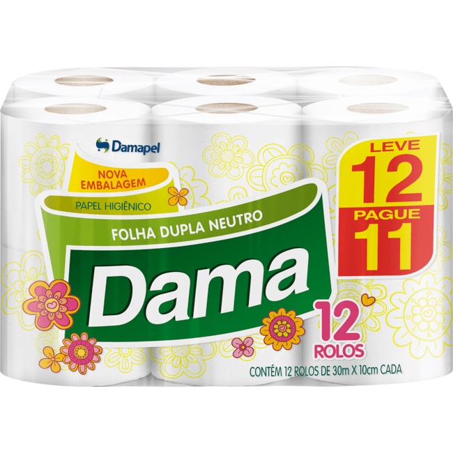 Papel higiênico folha dupla leve 12 pague 11 com 12 rolos