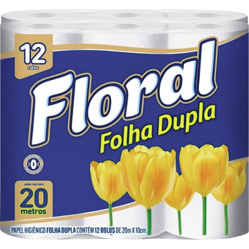 Papel higiênico folha dupla 12 unidades de 20m
