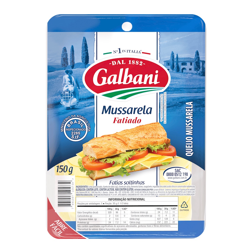 Queijo mussarela Galbani 150g fatiado