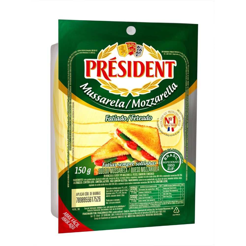 Queijo tipo mussarela fatiado Président