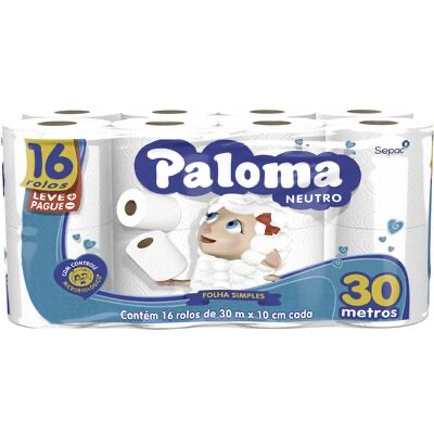 Papel higiênico folha simples 16 rolos 30m