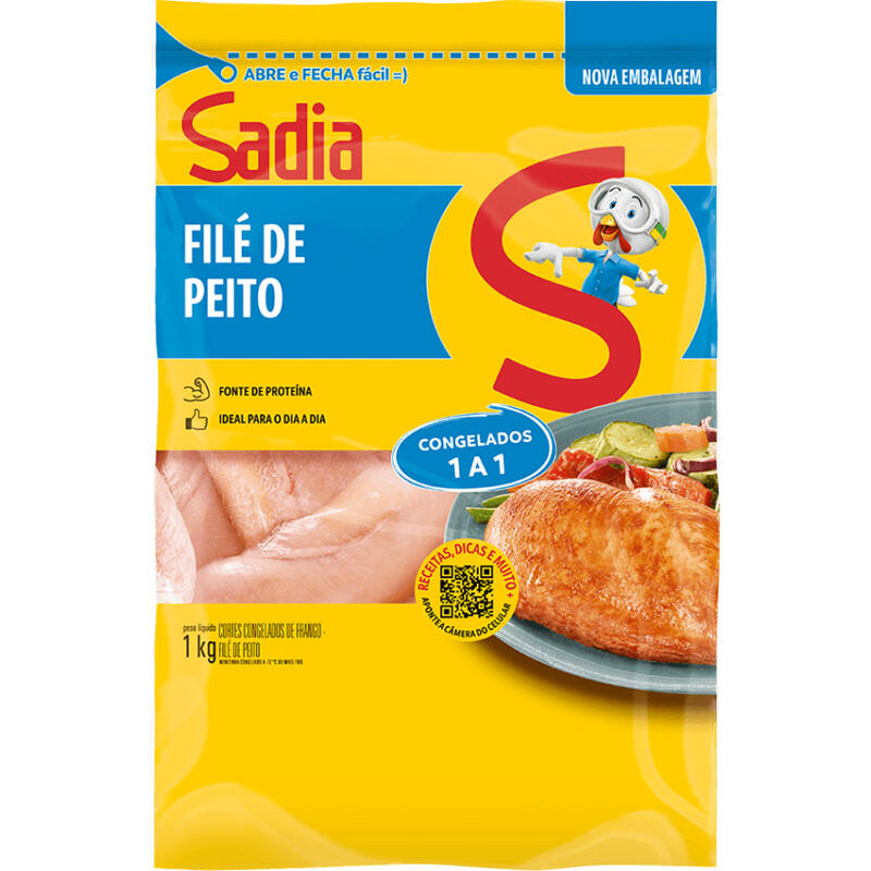 Filé de peito de frango Sadia peito e embalagem ZIP 1kg